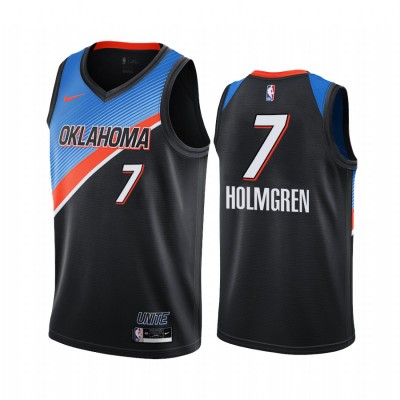 Nike Oklahoma City Thunder #7 Chet Holmgren Black Youth NBA Swingman 2020-21 City Edition Jersey